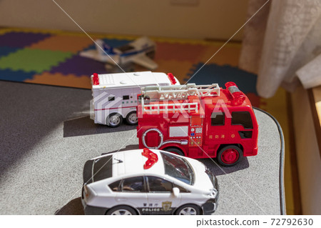 Toy Cars Lined Up On The Table Stock Photo