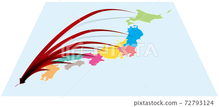 From nationwide to Okinawa Three-dimensional arrow on Japanese map A Vector illustration background transparent From nationwide to Okinawa Three-dimensional arrow on Japanese map A Vector illustration background transparent 72793124