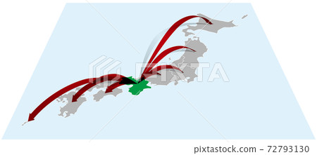 從近畿地區到全國日本的三維箭頭B矢量插圖背景透明 從近畿地區到全國日本的三維箭頭B矢量插圖背景透明 72793130