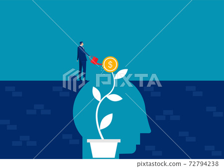 businessman Water the plants money think for growth mindset concept vector businessman Water the plants money think for growth mindset concept vector 72794238