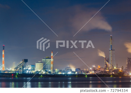 [Keiyo Industrial Zone, Nippon Steel & Sumitomo Metal Kimitsu Works Factory Night View] 72794334