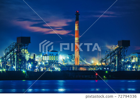[Keiyo Industrial Zone, Nippon Steel & Sumitomo Metal Kimitsu Works Factory Night View] 72794336