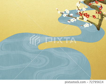Japanese-style background of plum blossoms-There are multiple variations Japanese-style background of plum blossoms-There are multiple variations 72795614