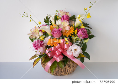 Colorful flower basket flower arrangement gift 72796590