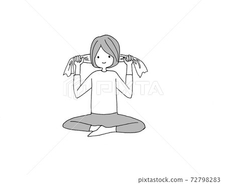 瑜伽姿勢用毛巾放鬆肩blade骨 瑜伽姿勢用毛巾放鬆肩blade骨 72798283