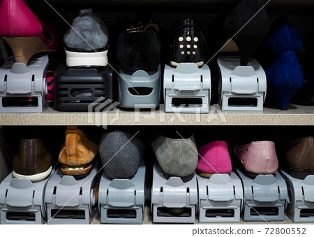 sneakers, shoe rack, shoes, various, background 72800552