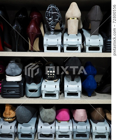 sneakers, shoe rack, shoes, various, background 72800556