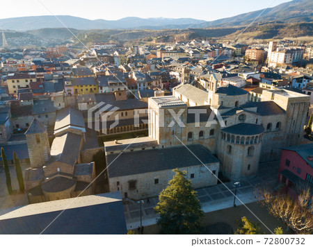 View from drone of Cathedral of la Seu d'Urgell 72800732