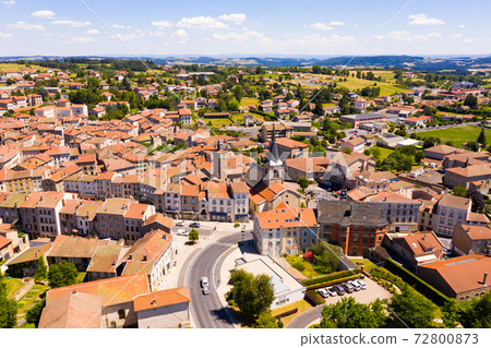 Panoramic view from above on city Craponne-sur-Arzon. France Panoramic view from above on city Craponne-sur-Arzon. France 72800873