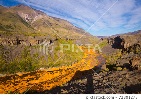 View of Agrio river near Salto del Agrio waterfall View of Agrio river near Salto del Agrio waterfall 72801275