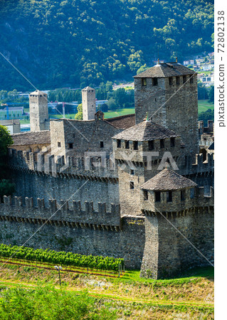 Montebello Castle in Bellinzona city on foothills of Swiss Alps 72802138
