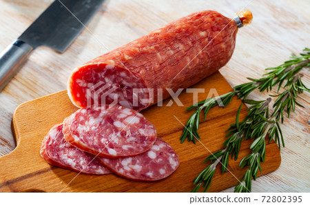 Spanish dry cured pork sausage Salchichon Spanish dry cured pork sausage Salchichon 72802395