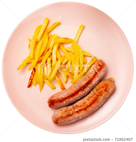Eastern european cuisine - sausages with potatoes 72802407