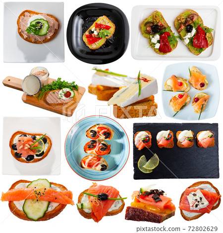 Sandwiches and toasts on white background Sandwiches and toasts on white background 72802629