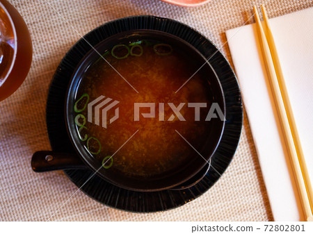 Served japanise style soup misoshiru 72802801
