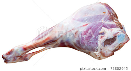 Raw lamb leg with natural ingredients before cooking Raw lamb leg with natural ingredients before cooking 72802945