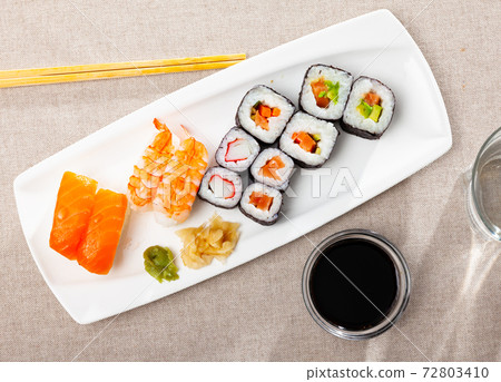 Assorted sushi maki and nigiri Assorted sushi maki and nigiri 72803410