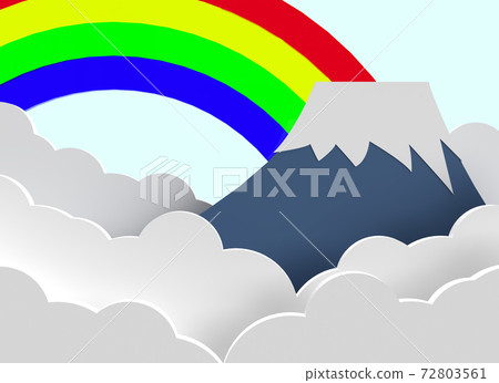 Rainbow, Mt. Fuji and sea of clouds 72803561