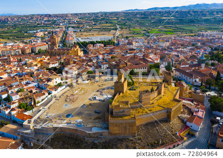 Aerial view of Guadix city and Alcazaba fortness in Spain Aerial view of Guadix city and Alcazaba fortness in Spain 72804964