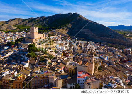 Spanish city of Villena overlooking fortified Atalaya castle 72805028