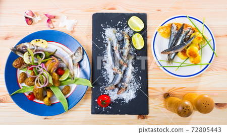 Dishes from small sea fish 72805443