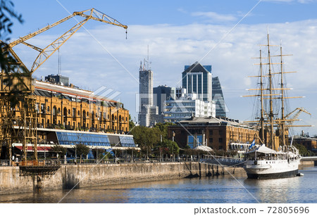 View of port and district Puerto Madero, Buenos Aires 72805696