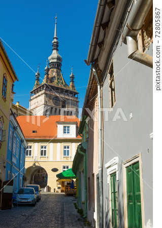 Illustration of Clock tower from streets of Sighisoara 72805867