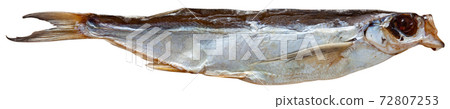 One dried salted sabrefish isolated on white 72807253