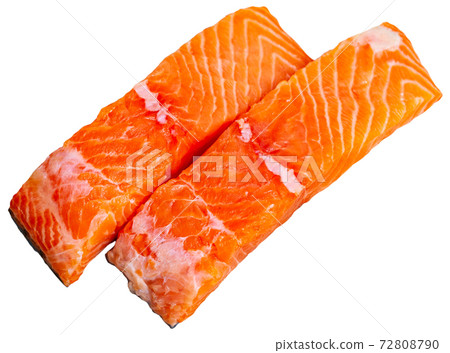 Raw red fish salmon fillet, isolated on white Raw red fish salmon fillet, isolated on white 72808790