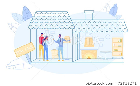 Realtor Showing Interior of House to New Ownership Realtor Showing Interior of House to New Ownership 72813271
