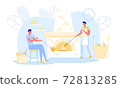 Couple of Men Glass Blowers Create Beautiful Craft 72813285