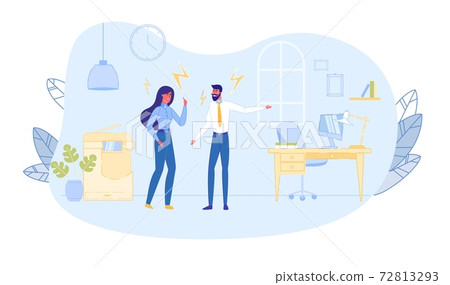 Business Woman and Man Arguing and Having Quarrel 72813293