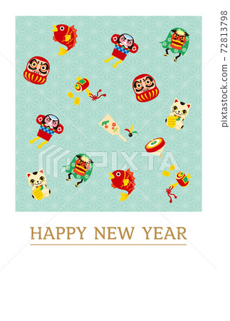 New Year's card postcard template frame illustration copy space simple 72813798