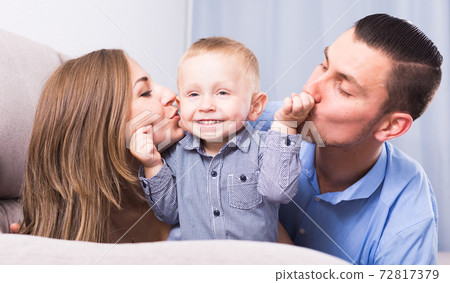 Portrait of cheerful happy family Portrait of cheerful happy family 72817379