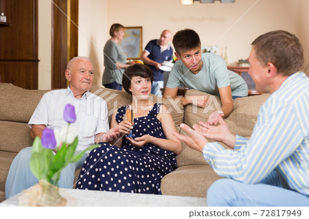 Relatives having family meeting Relatives having family meeting 72817949