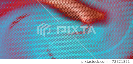 Metal cyan and copper colors, background perforated with hexs. Abstract Technology backdrop 72821831