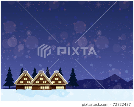 Gifu Prefecture Shirakawa-go Night Sky Snow 72822487