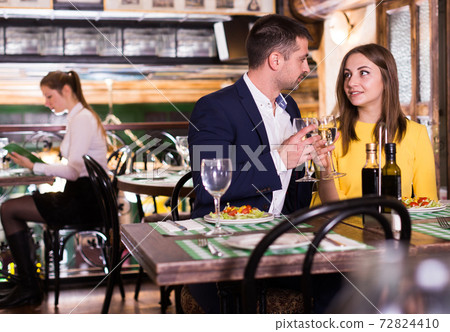 Couple is celebrating of day dating for dinner 72824410