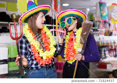 Portrait of comically dressed girls Portrait of comically dressed girls 72824437