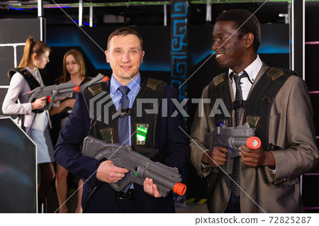 Portrait of two nice African and Caucasian men 72825287