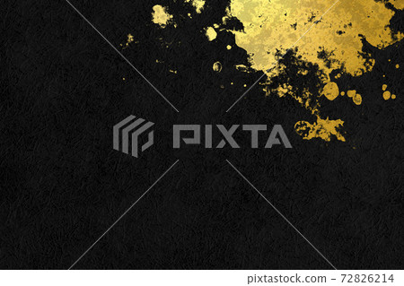 Japanese-style background material with a golden pattern on black Japanese paper 72826214
