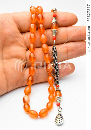 On hand orange and silver beads sequenced, short rosary, tespih tesbih On hand orange and silver beads sequenced, short rosary, tespih tesbih 72827257