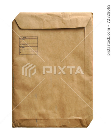 Brown and beige paper mail envelope on a white background Brown and beige paper mail envelope on a white background 72828065