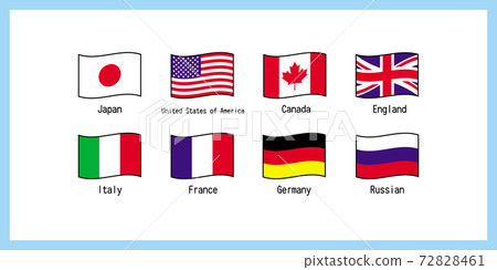世界各國國旗G8設置插圖*如果俄羅斯被刪除，它將是G7矢量 72828461