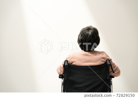 Nursing care image Wheelchair back view Nursing care image Wheelchair back view 72829150