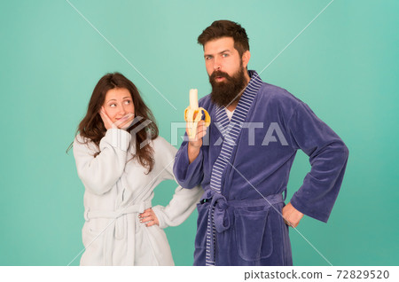 Improving potency naturally. Sexy woman look at bearded man Improving potency naturally. Sexy woman look at bearded man 72829520