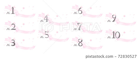 Number set decorated with cherry blossoms and ribbons (no.1 to no.10) Number set decorated with cherry blossoms and ribbons (no.1 to no.10) 72830527