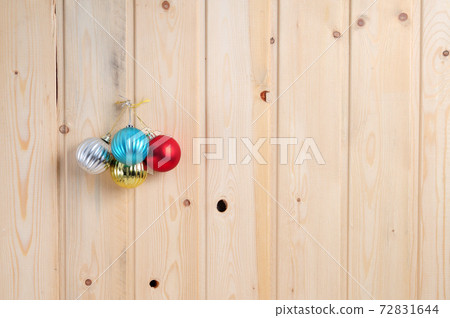 Christmas and New Year's toys on a wooden background 72831644