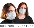 Girl and woman in medical protective mask 72831978