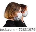 Girl and woman in medical protective mask 72831979